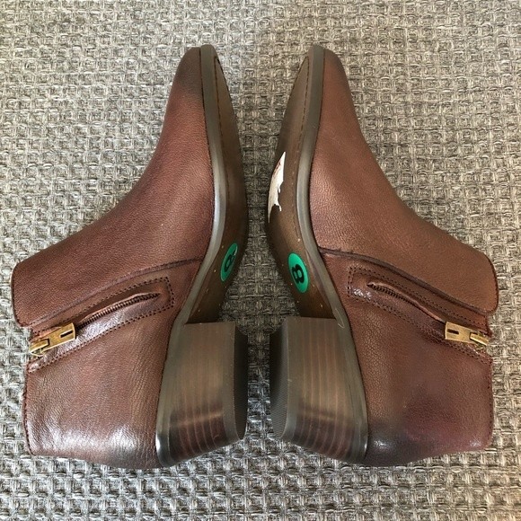 Sam Edelman Brown Black Textured Leather Petty Ankle Boot Womens 8M GUC - Picture 7 of 9